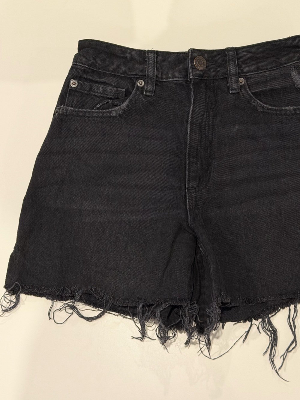 Garage Black Frayed Hem Denim Shorts